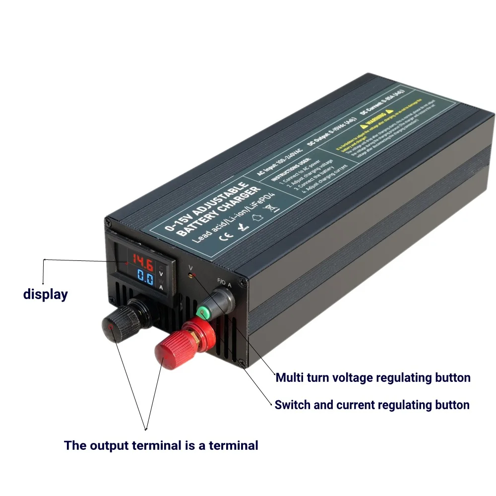 Ultra Fast Car Charger 12V 100A Smart Battery Charger 14.6V 60A High Power Adapter 12.8V 85A for Lifepo4 Lithium Lead Acid LFP