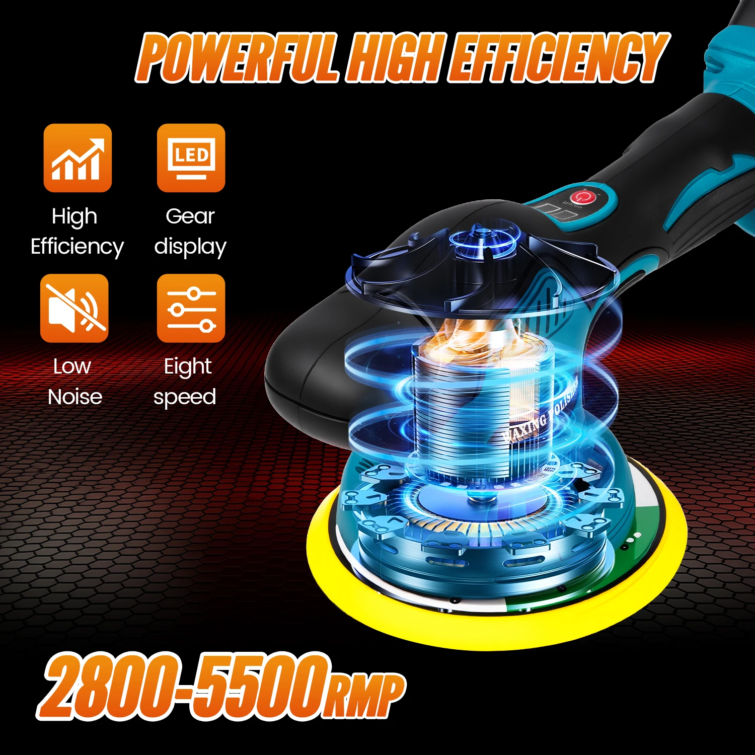 Makita – polisseuse électrique sans fil pour voiture, 8 vitesses, affichage numérique, Machine de polissage et de cire pour voiture, batterie 18V