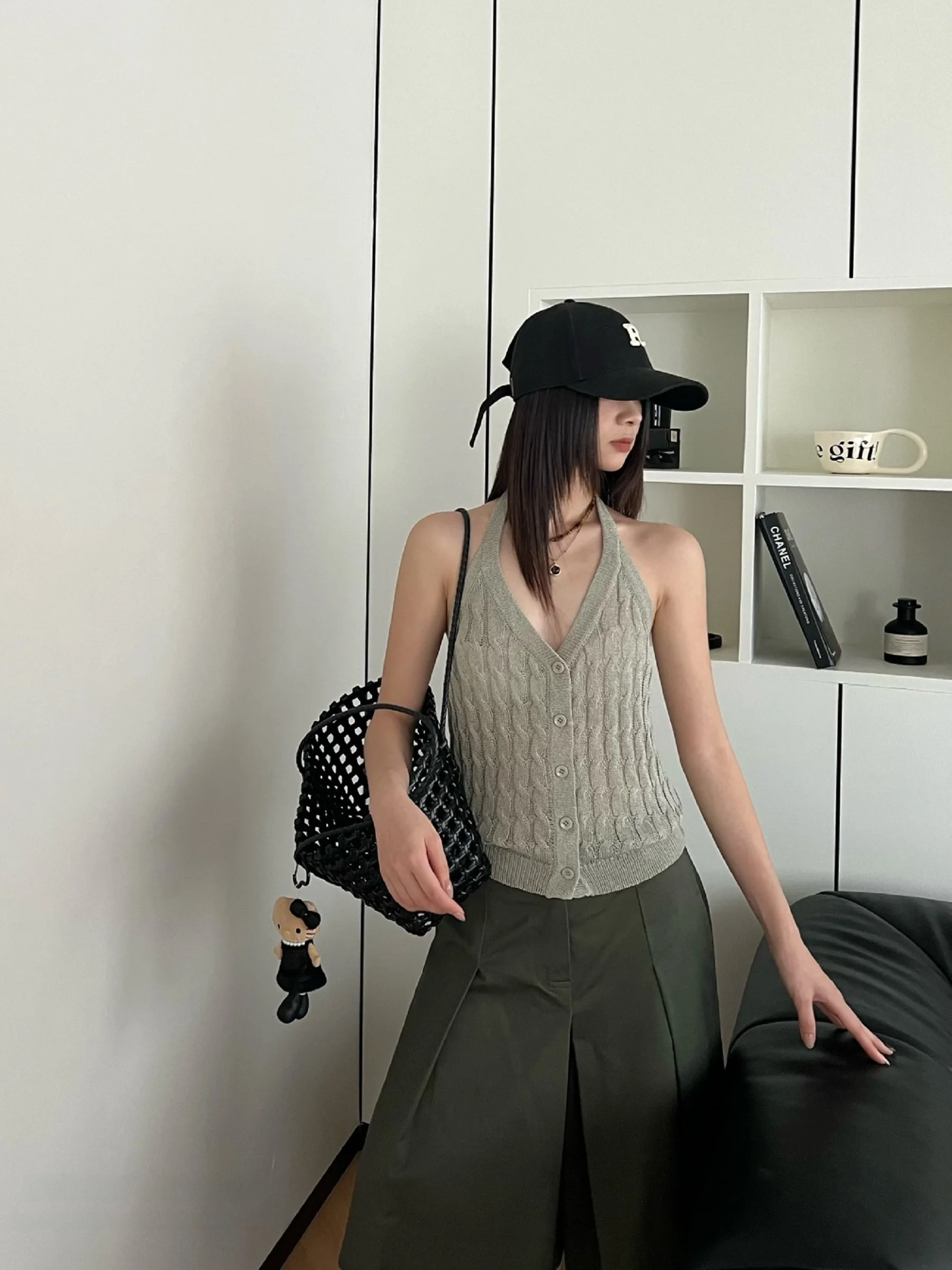 

Женский летний трикотажный жилет Slim Fit с V-образным вырезом, без бретелек, дышащий, повседневная верхняя одежда без рукавов 0412