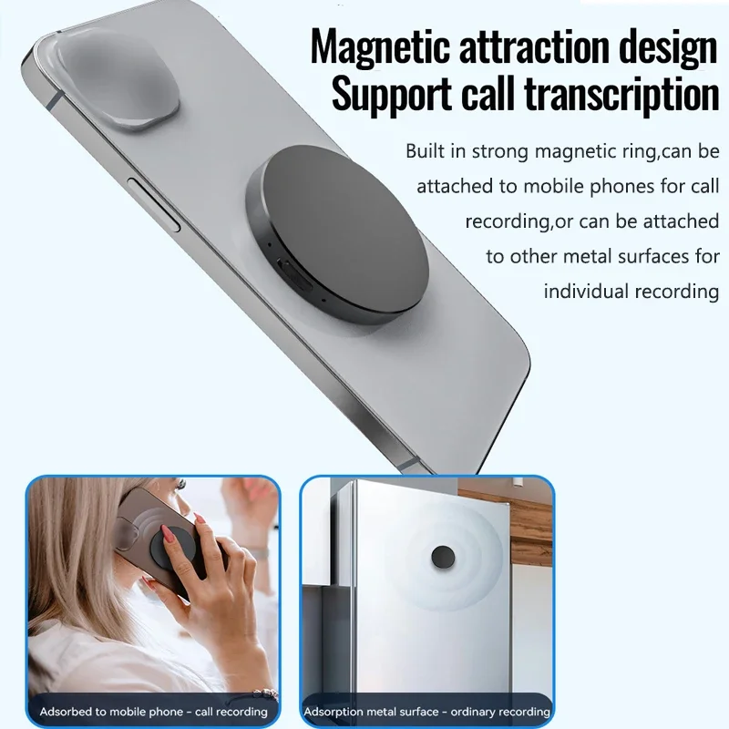 Mini Digital Voice Recorder AI ChatGPT App 8-128GB Magnetic Dictaphone Intelligent Transcription Translation Mind Map Recording