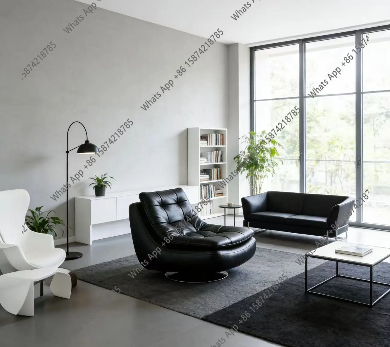 Living room high-end top layer cowhide swivel single sofa stainless steel disc solid wood light luxury single sofa chair