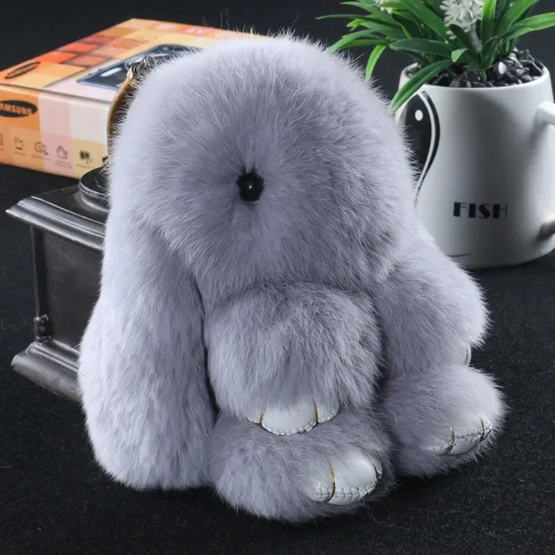 Fluffy Real Rabbit Fur Pompon Bunny Keychain Trinket Women Toy Pom Pom Rabbit Key Tags For Girls Bag Car Key Chain Jewelry Gifts