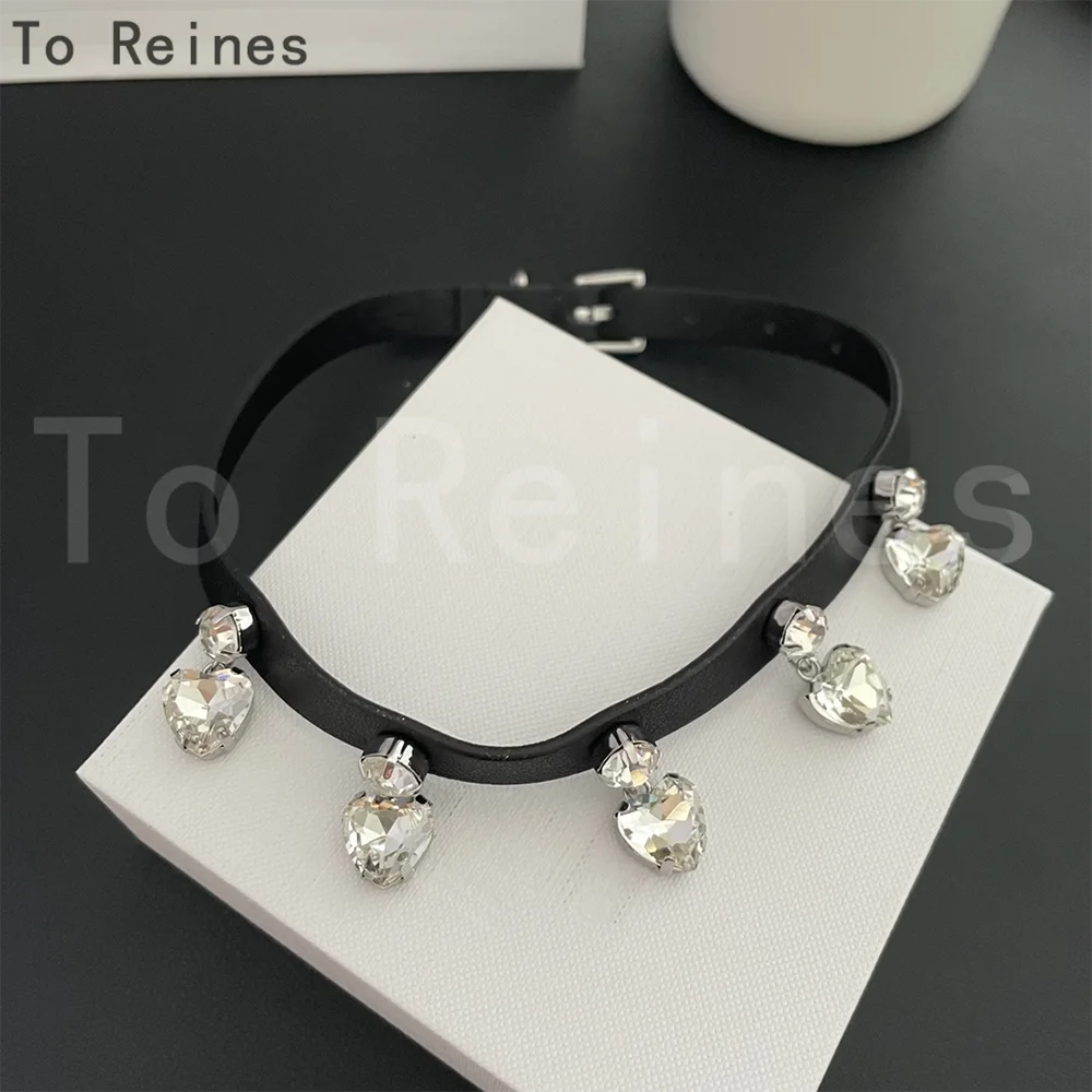 

To Reies 2024 Fashion Famous Designer Brand High Quality Cowhide Heart Crystal Necklace Chain Choker Women Luxury Jewelry