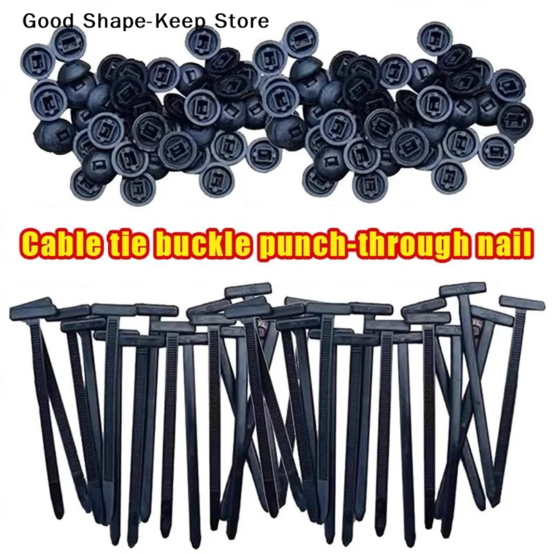 daily100pcs Universal Nylon Cable Tie Buckle Pin Button Wire Straps Heavy Duty Fastening For Electronics Organization