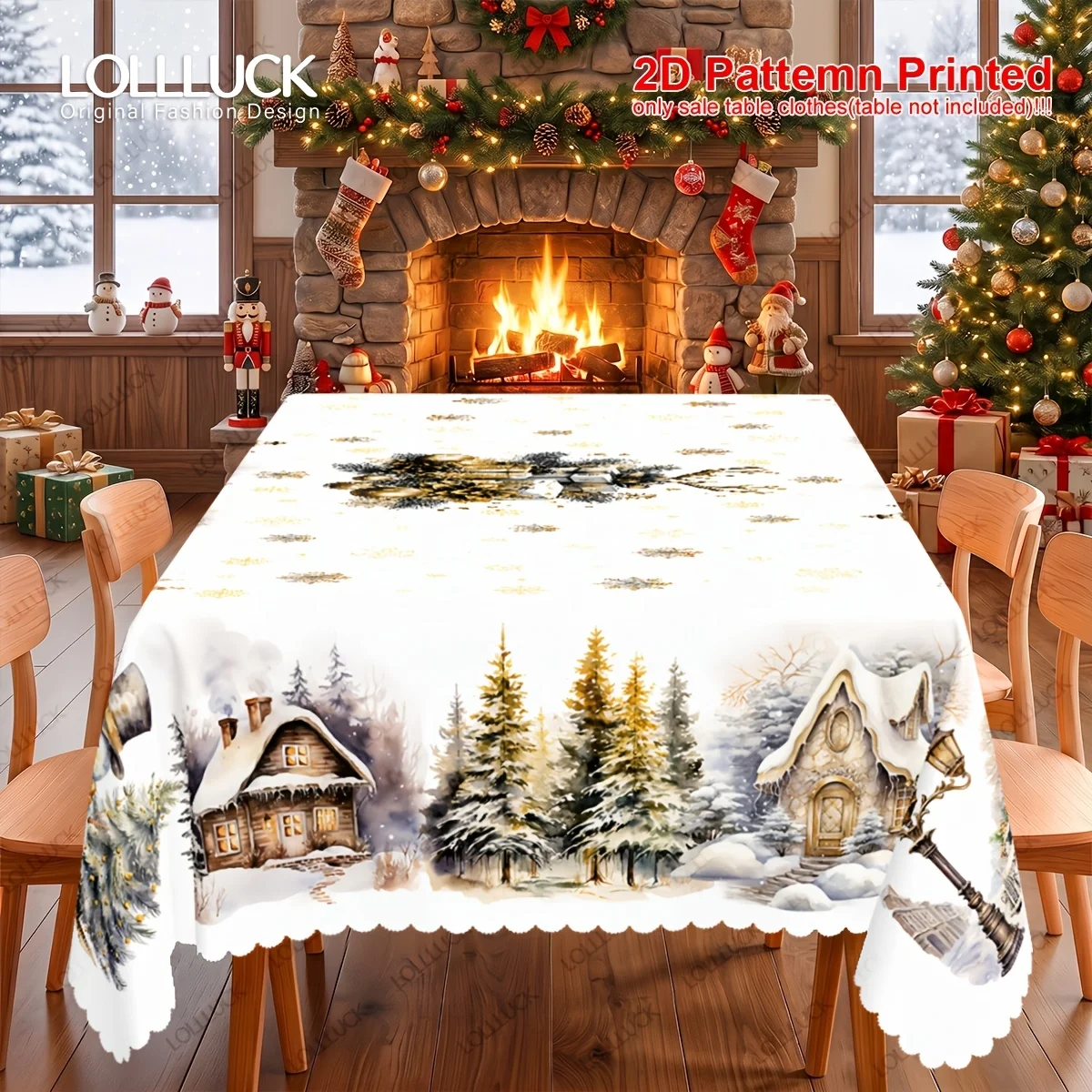 One item: Christmas Happy theme tablecloth, retro snowman bell truckzyc