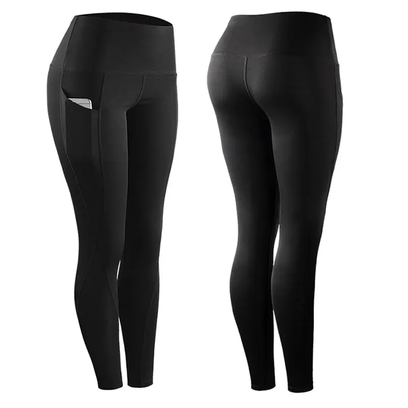 Hoge Elastische Yoga Fitness Leggings Voor Vrouwen Solid Stretch Compressie Sportkleding Casual Jogging Panty Met Pocket