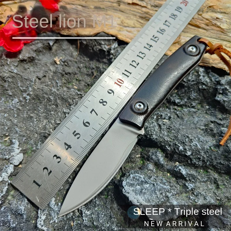 Outdoor knife M390 powder steel fruit knife meat camping self-defense portable high hardness knife straight knife