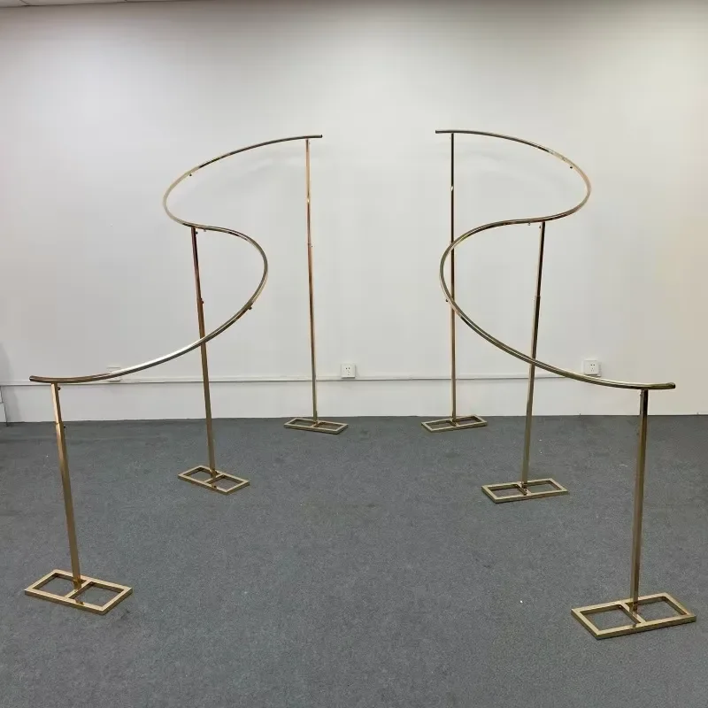 Wedding Iron Artwork S-Shaped Yarn Cloth Curtain Rack for Large Stage Activity Background and Outdoor Decoration