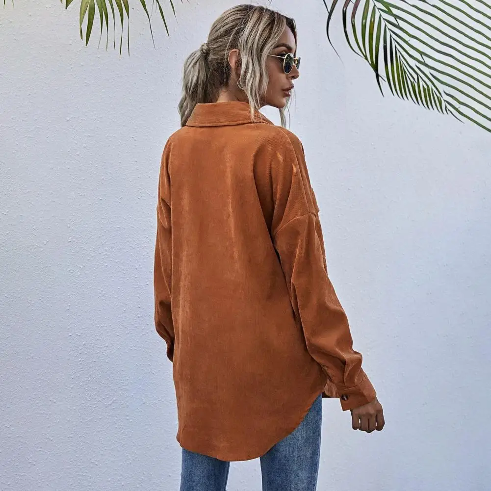 New Women's Short Corduroy Coat Spring Autumn Cardigan Outerwear Female Casual Jacket Coats Single-Breasted XL