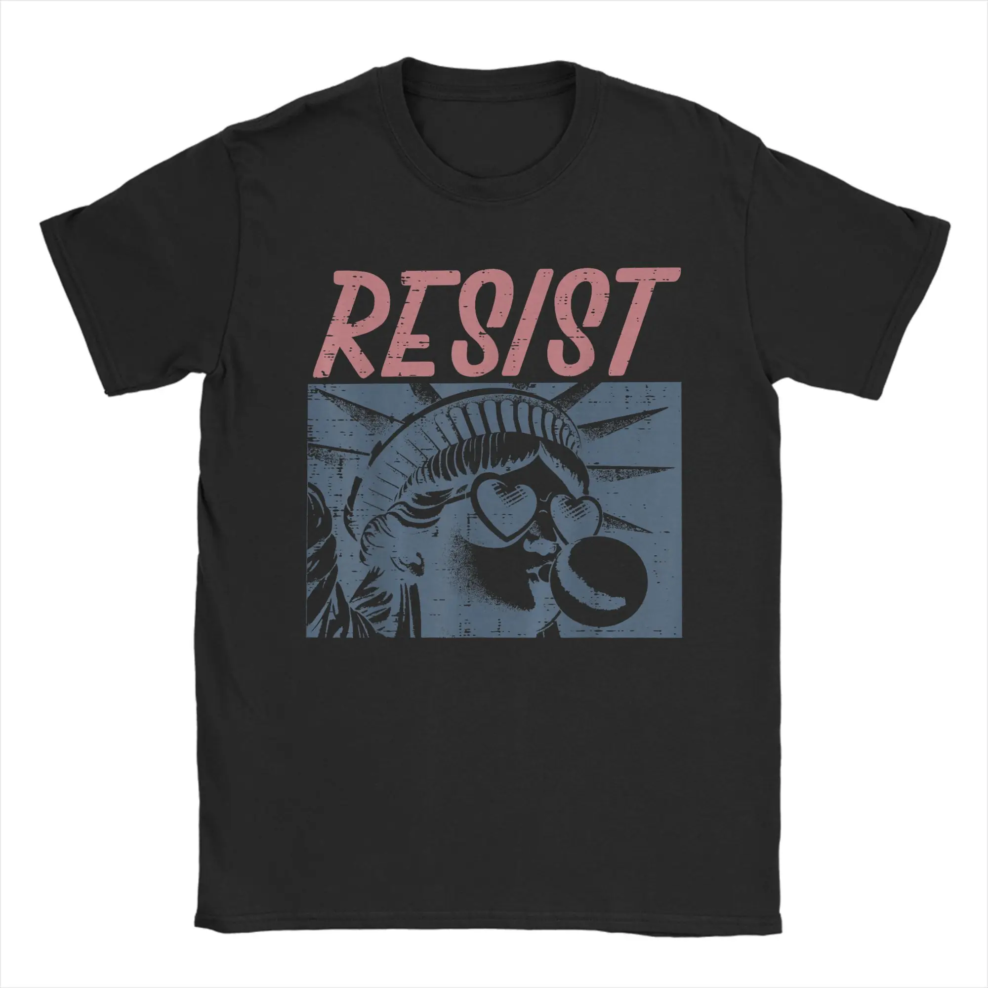 Vintage T-Shirt Resist Statue Liberty Bubblegum Protest Equality T Shirts  Hip Hop Tshirt for Men's Summer Short Sleeve Clothing