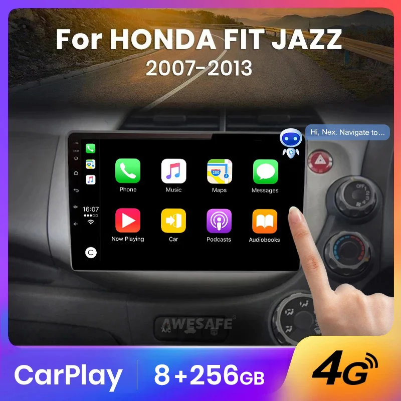 AWESAFE Wireless CarPlay Autoradio for HONDA FIT JAZZ 2007 2008 2009 -2013 Car Radio Multimedia Player Android Auto Stereo GPS