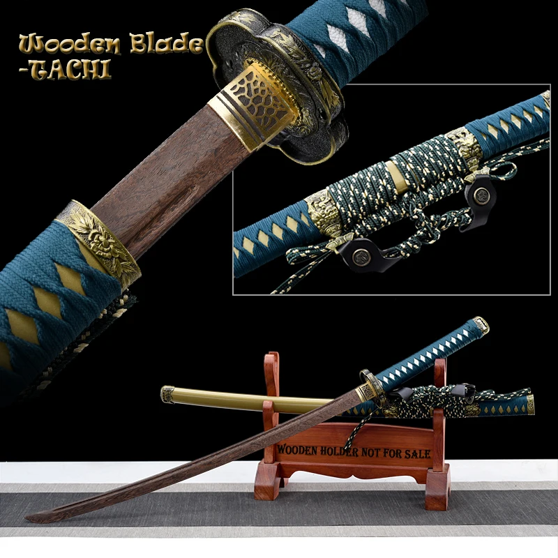 Katana Tachi Japonesa de Tamaño Completo, Espada de Madera de Alta Calidad, Katana Samurai, Espada de Entrenamiento Práctica, Tipo C, Decoración, Personalizable