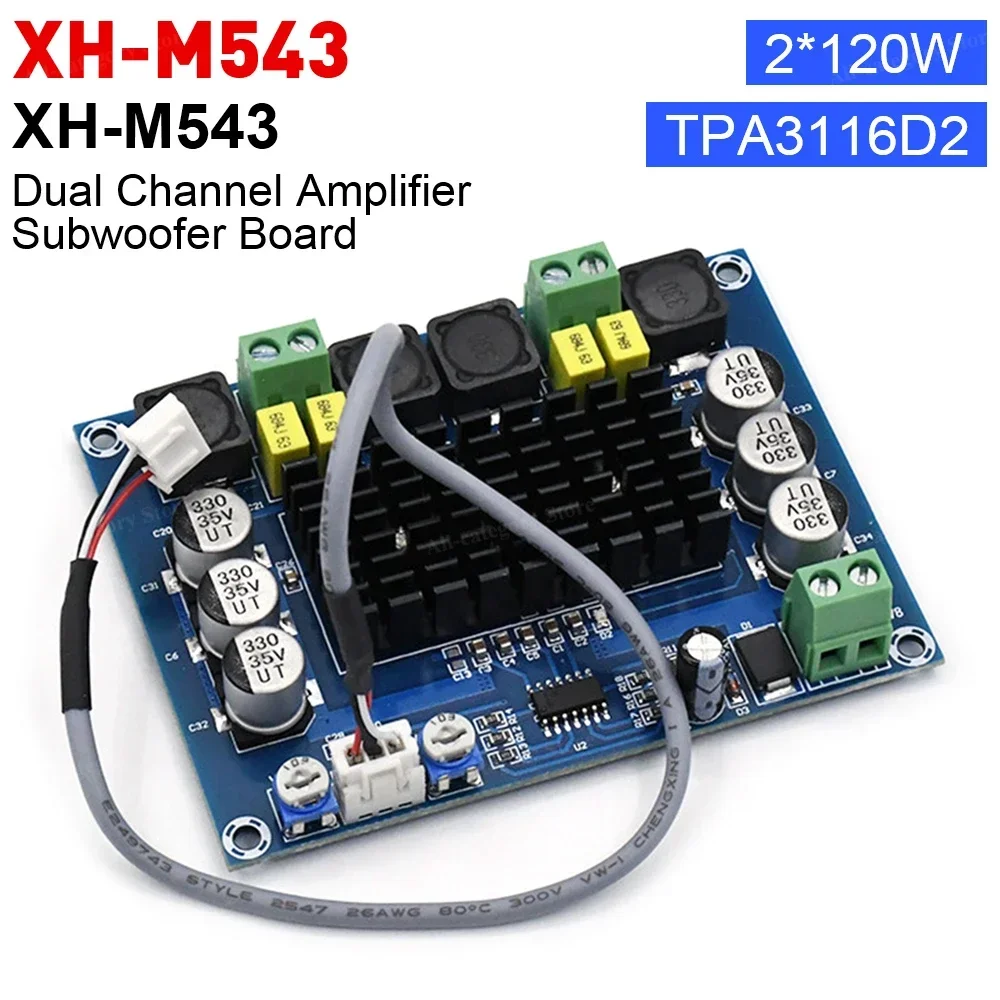 2025 TPA3116 D2 DC 12V 24V Digital Audio High Power Amplifier Board Dual-channel Stereo High Power Subwoofer Board Kit XH-M543