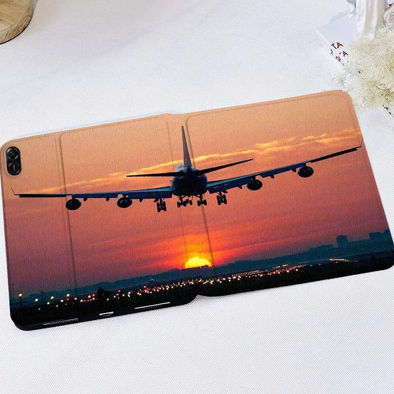 

Airplane Sunset Landing Scene For Huawei MediaPad T5 T10s M6 M5Lite SE Honor Tab 5 6 7 V7 V8 X8a X9a Pro Soft Tablet Case Gift