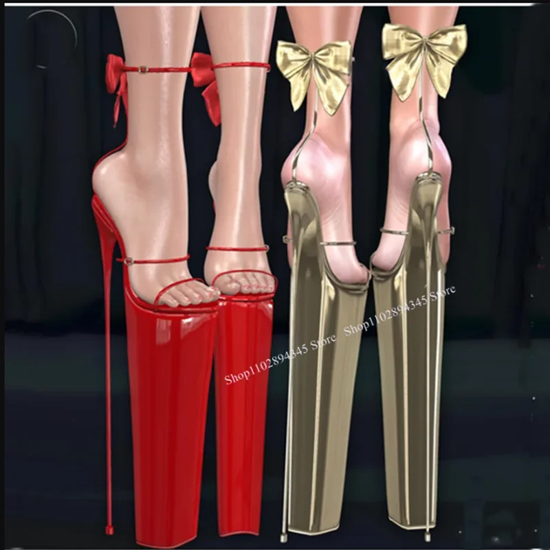 

Red Bow Knot Plus Platform Sandals Thin High Heel Peep Toe Fashionable Sexy Novel Western Summer Woman Shoes Zapatillas Mujer