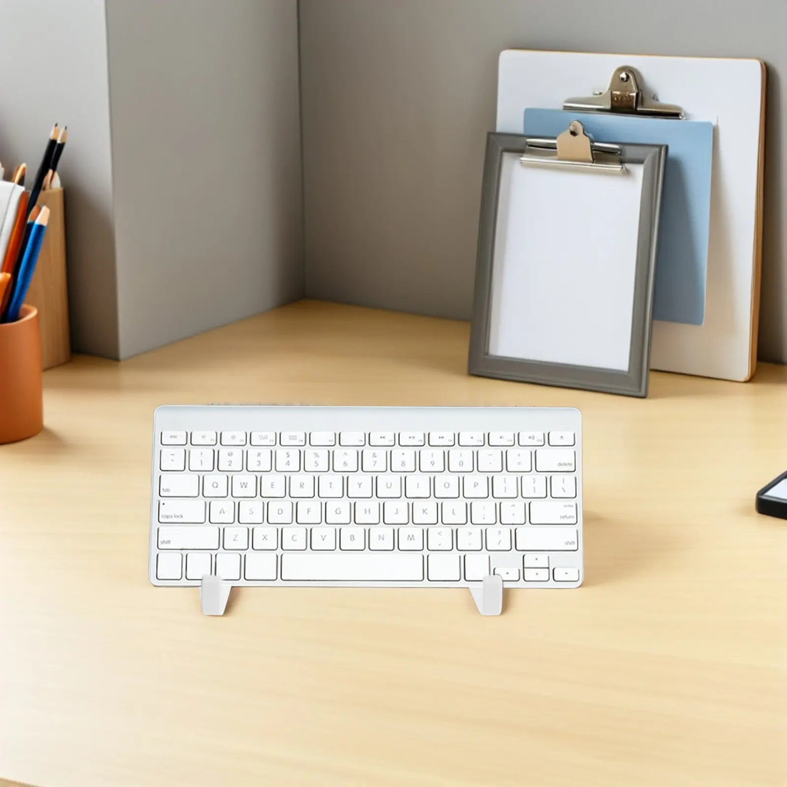 Keyboard Display Stand White Universal Size Detachable Stable Space Saving Keyboard Organizer Desktop Holder for Office Gaming
