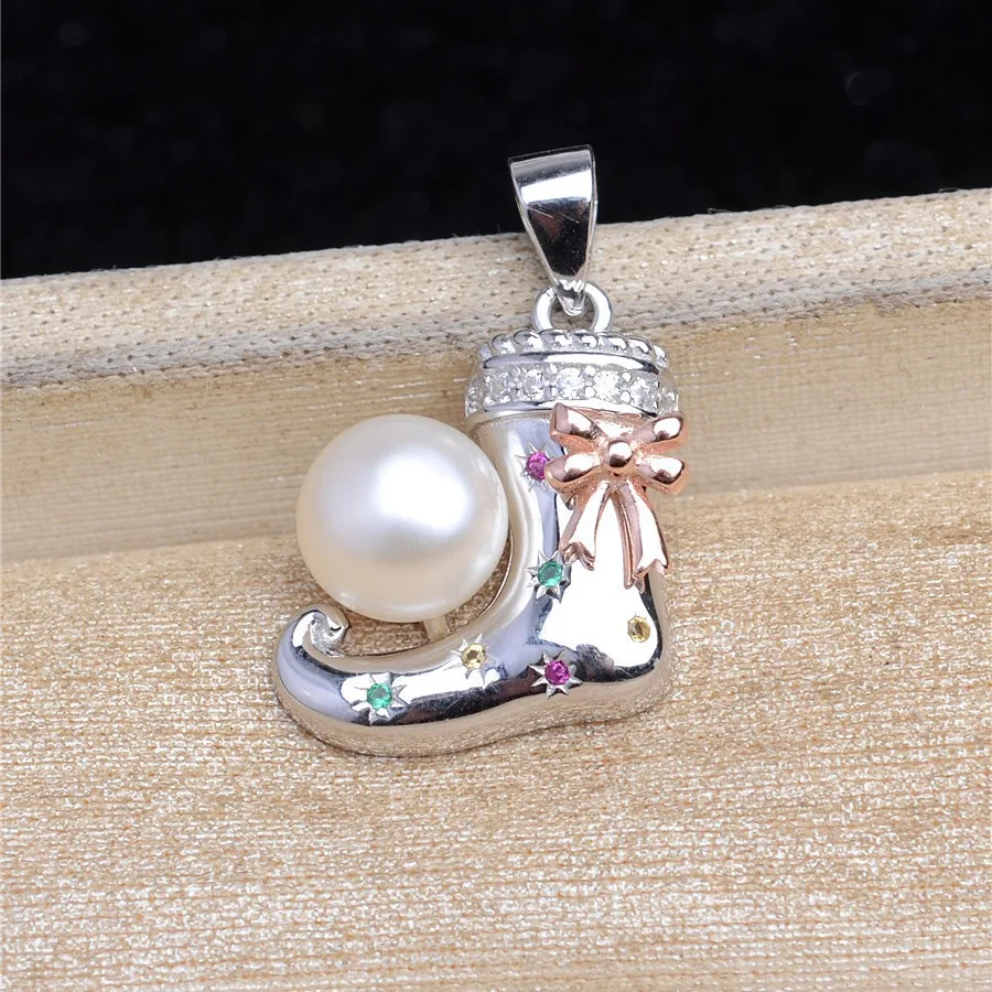 

Christmas Boots Shape 925 Sterling Silver Pendant Mounts Base Findings Settings Mountings Jewelry Fittings for 8-10mm Pearls