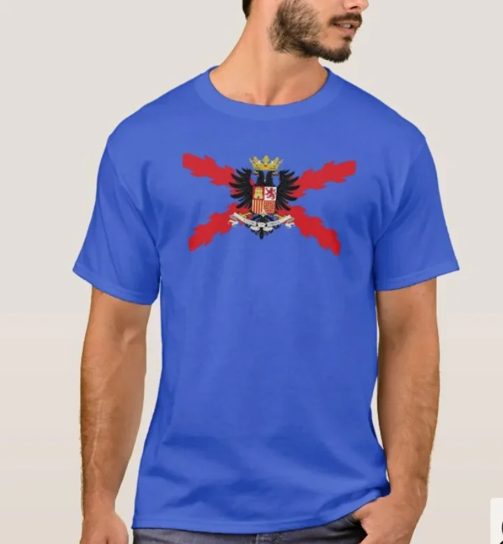 Cotton Short Sleeve O-Neck Mens T Shirt New DOUBLE-HEADED EAGLE THIRD, THIRD, SPANISH,CROSS SAN ANDRES, BURGUNDY CROSS T-Shirt.