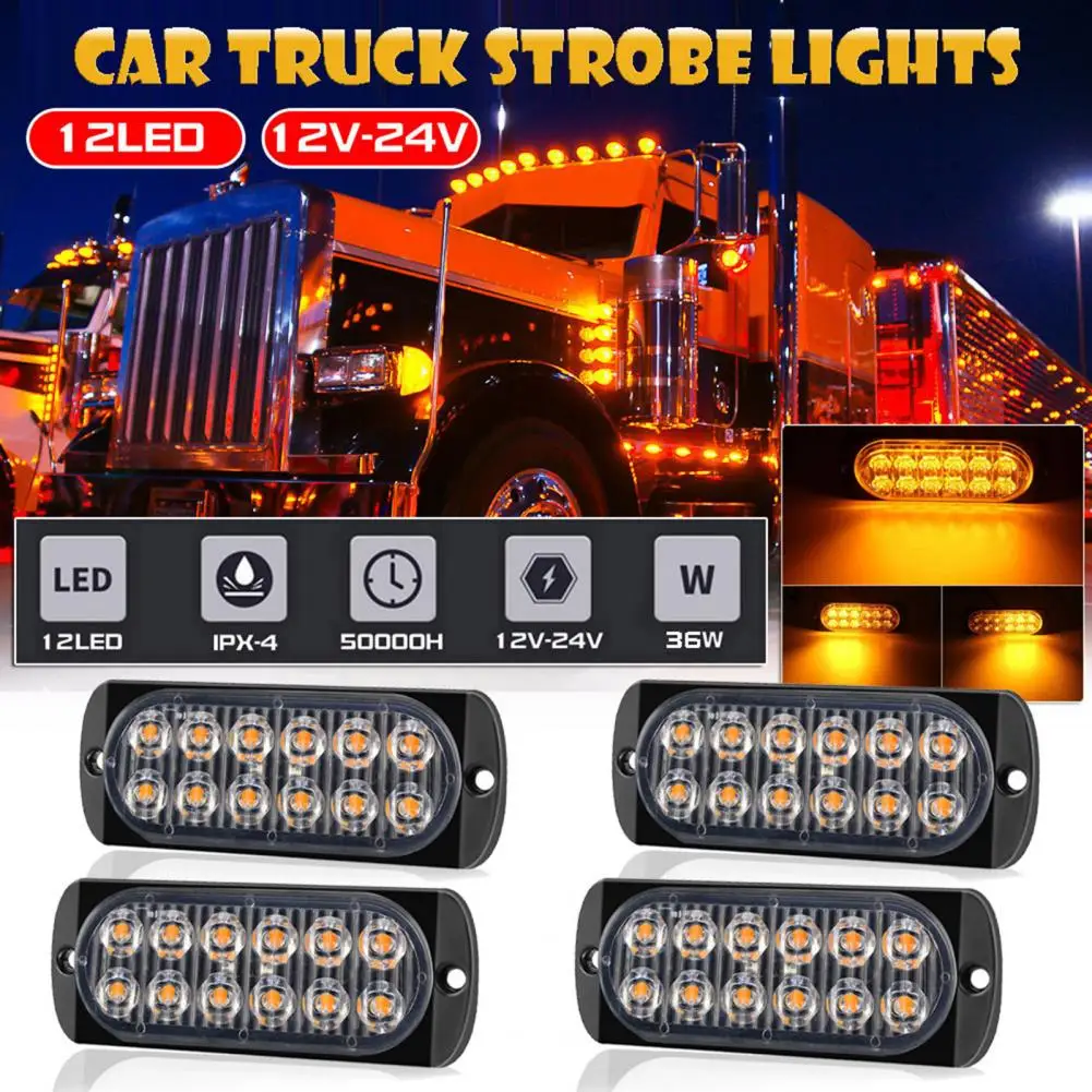 4Pcs LED Lamp  Long Service Life   LED Strobe Light LED Truck Signal Light