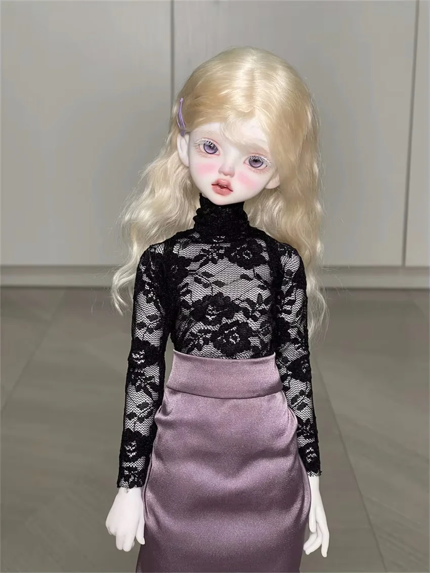 BJD/SD Doll Clothes 1/4 Soft lacy Long Sleeve T-shirt Toys Girls Tops Black White Elegant Beautiful Gifts Daily Doll Accessories