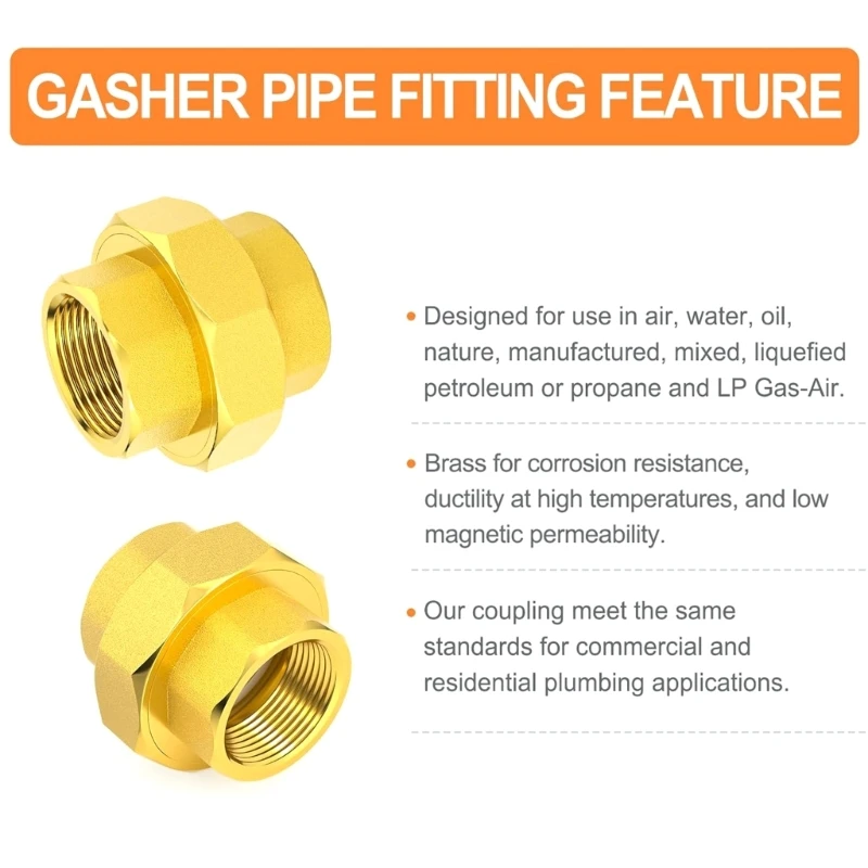 

2Pcs Hose Connector Brass Garden Hose Fittings 1/2inch Double Female Threads Quick Connector Easy to Installation