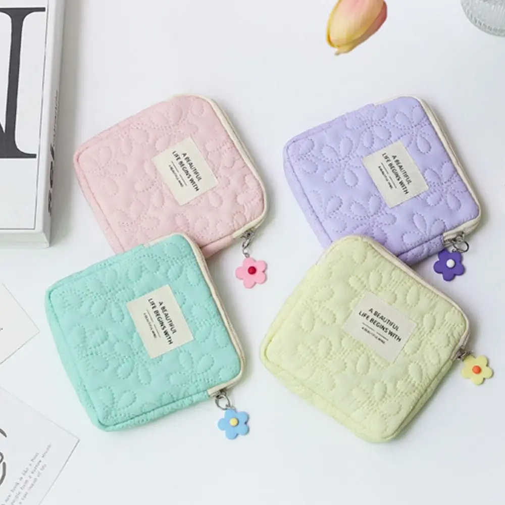 Women Girl Flower Sanitary Pad Organizer Tampon Storage Holder Organizer Coin Purse Napkin Storage Bags Cosmetic Pouch Case