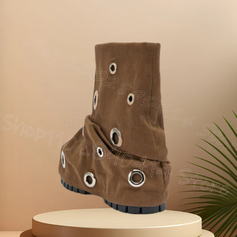 Círculo de metal preto plissado design plataforma botas deslizamento em sapatos femininos grossos saltos altos nova festa namoro 2025 zapatos para mujere