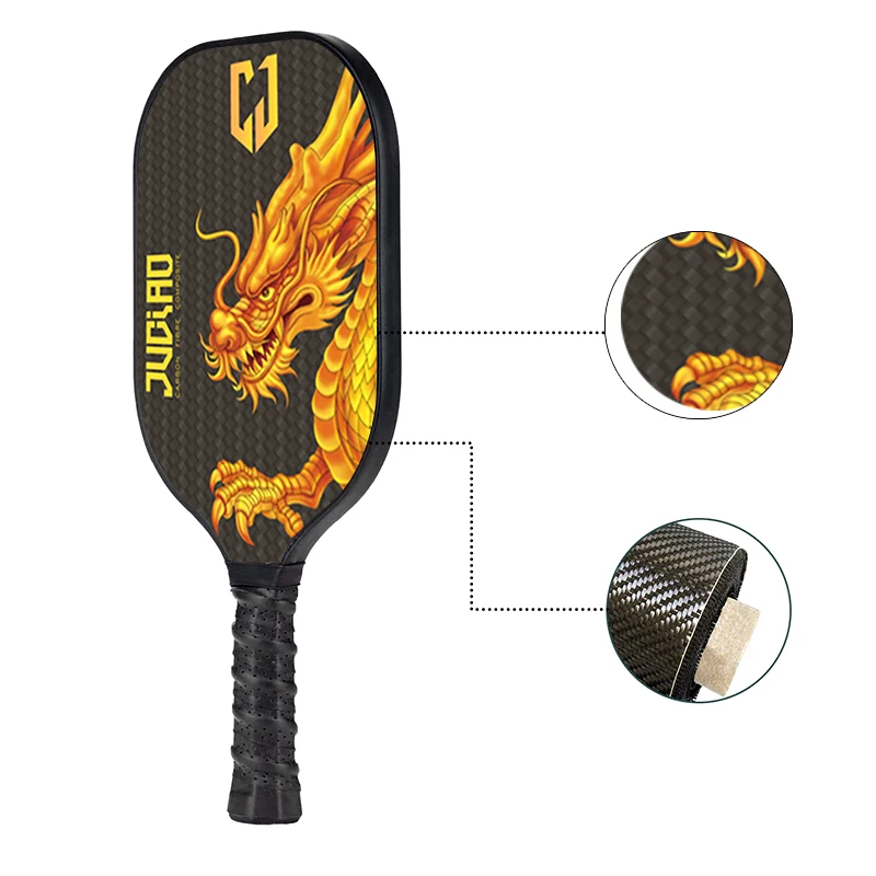 Pá Pickleball profissional, Premium Carbon Fiber Comfort Grip, adequado para a prática, compatível com USAPA, 16mm