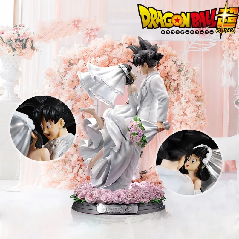 New 31cm Anime Action Figure Dragon Ball Son Goku And Chichi Marry Wedding Decoration Collectible Model Toys Gifts