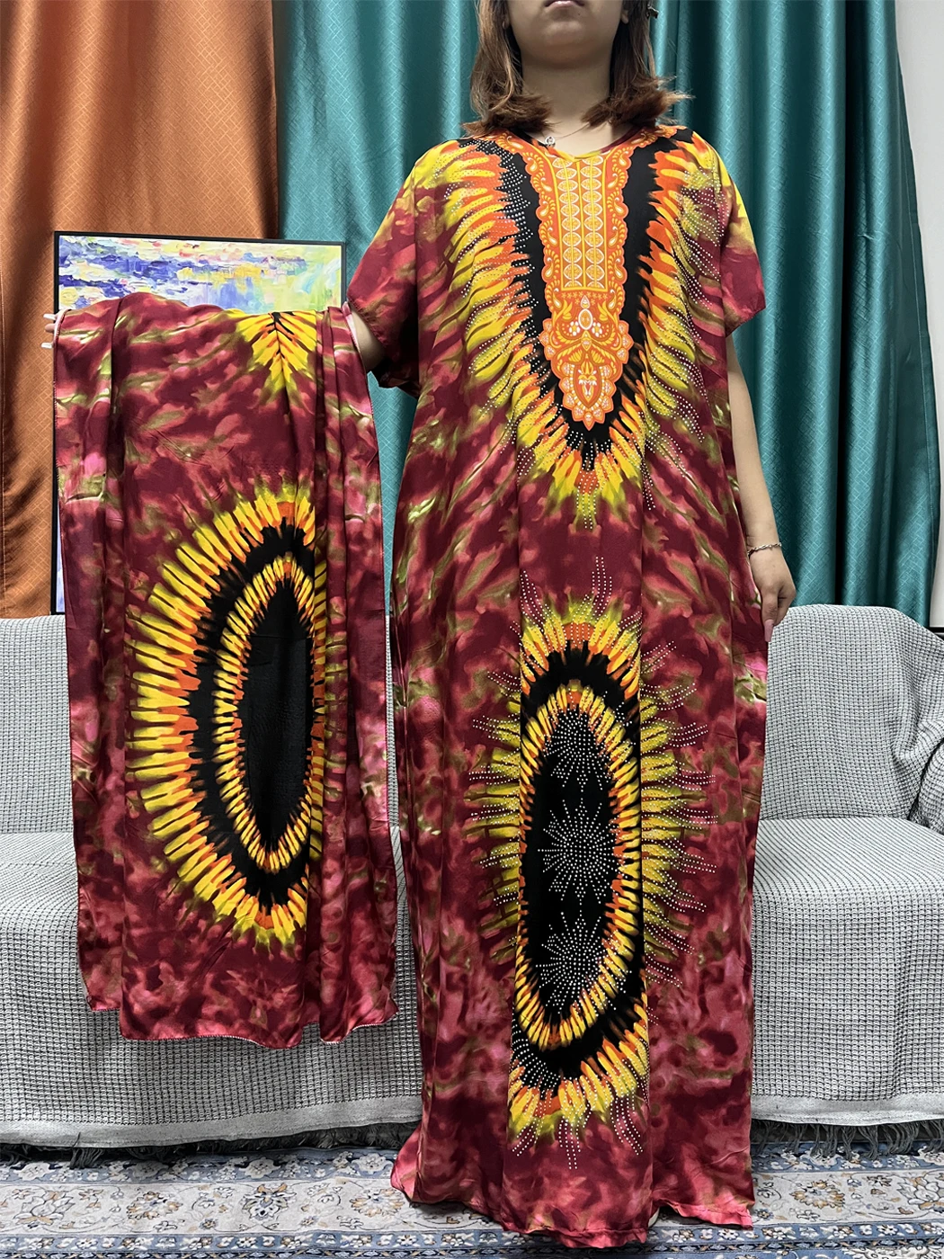 Abayas damskie diamenty bawełna drukowana luźna szata Femme afrykańskie tradycyjne zestawy odzieży modlitewnej o szalik 160x80cm