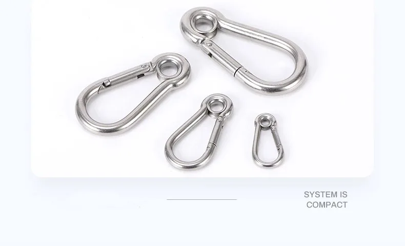 304 Edelstahl Karabinerhaken Federverschluss Hochbelastbar Klein Groß M4 M5 M6 M7 M8 M9 Outdoor Schnellverschluss Sicherungsring Haken – Detail 3