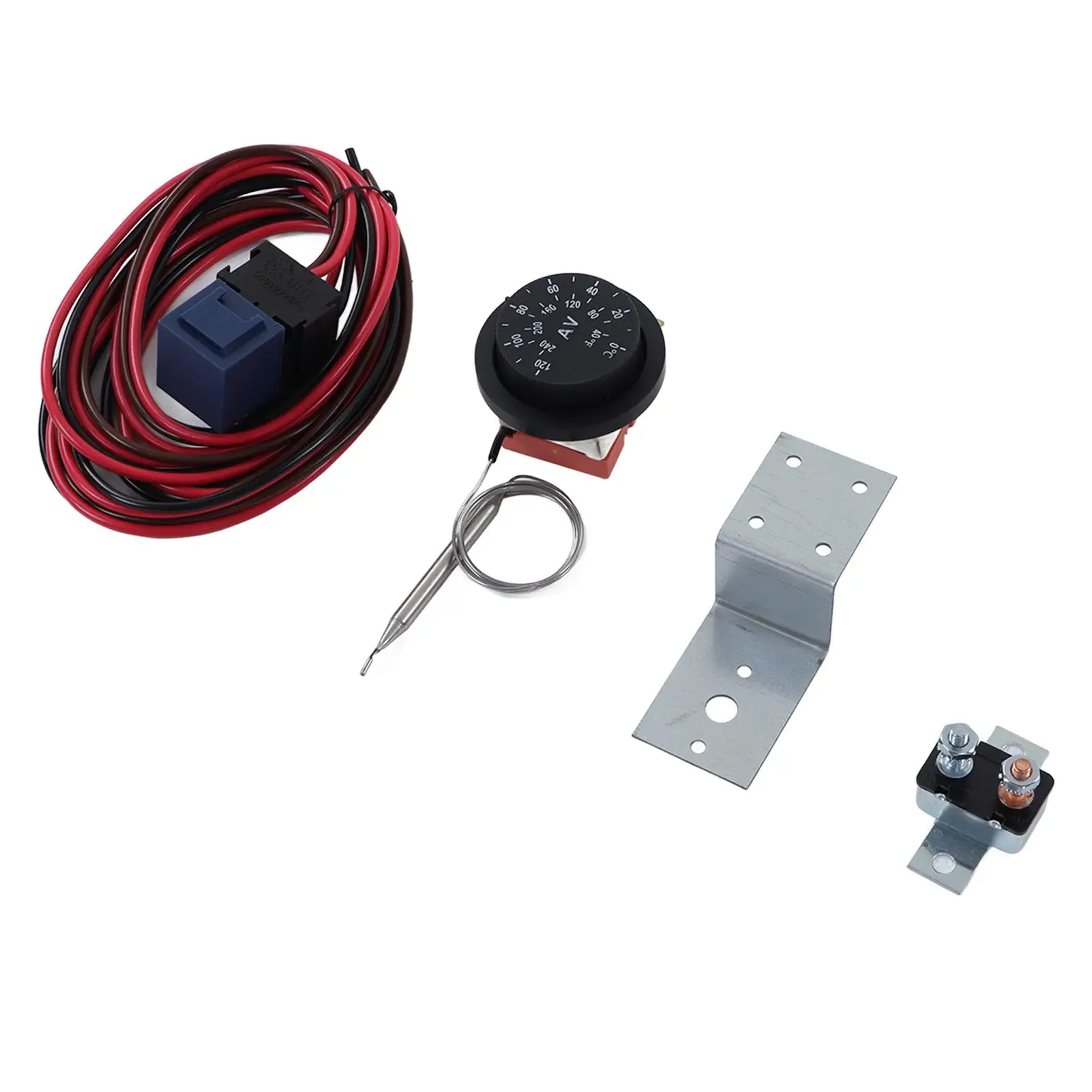 Adjusting Radiator Fan Thermostat Set Car Control for relay Wire Kit 0-120°C 12V for automotive