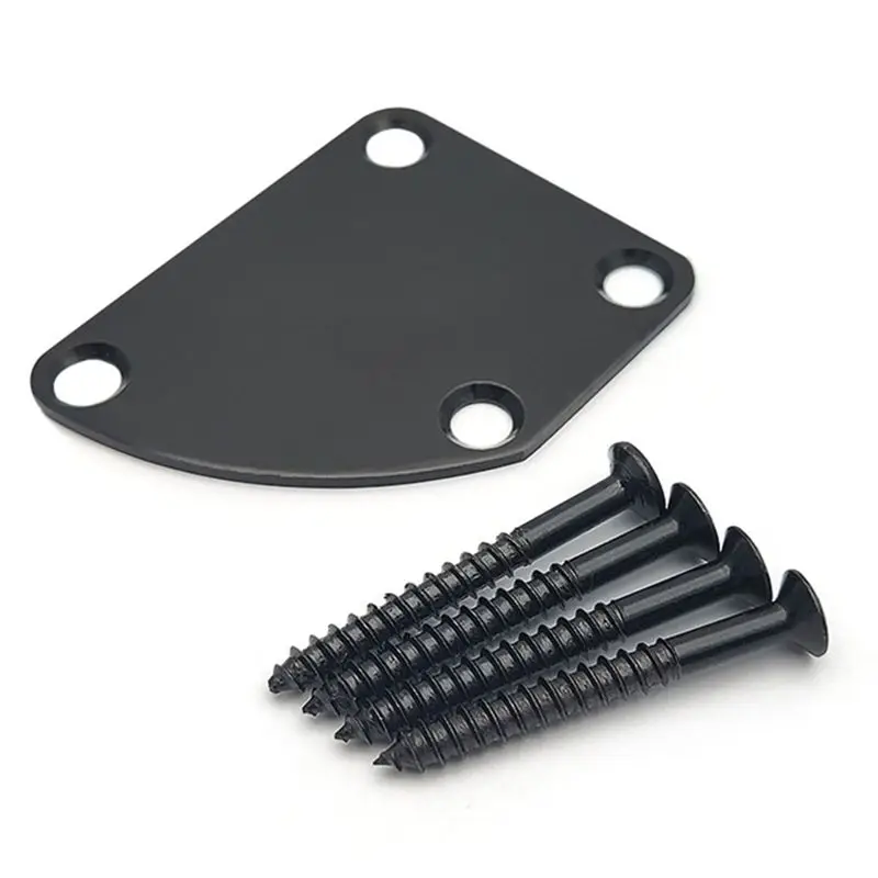 HOES-Electric Guitar Neck Plate Curved Cutaway Semi Round Asymmetry Neck Joint Back Mounting Plate 4 Holes With Screws
