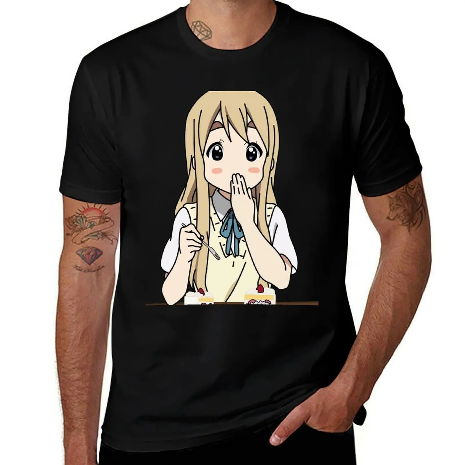

K-on! Mugi eating cake T-Shirt Lightweight Casual Summer T-Shirt