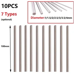 10pc Solid Round Rod Lathe Bar 1mm-4mm Shaft DIY Craft Tool Linear Shaft 100mm Carving Cutter Tool Parts Silver