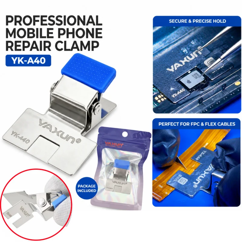 YAXUN YX-A40 Clip Flexible para Reparación de Teléfonos Móviles, Soporte para Cable Flexible FPC, Herramienta de Reparación con Protección Térmica para Soldar Pantallas y Baterías de Teléfonos Móviles
