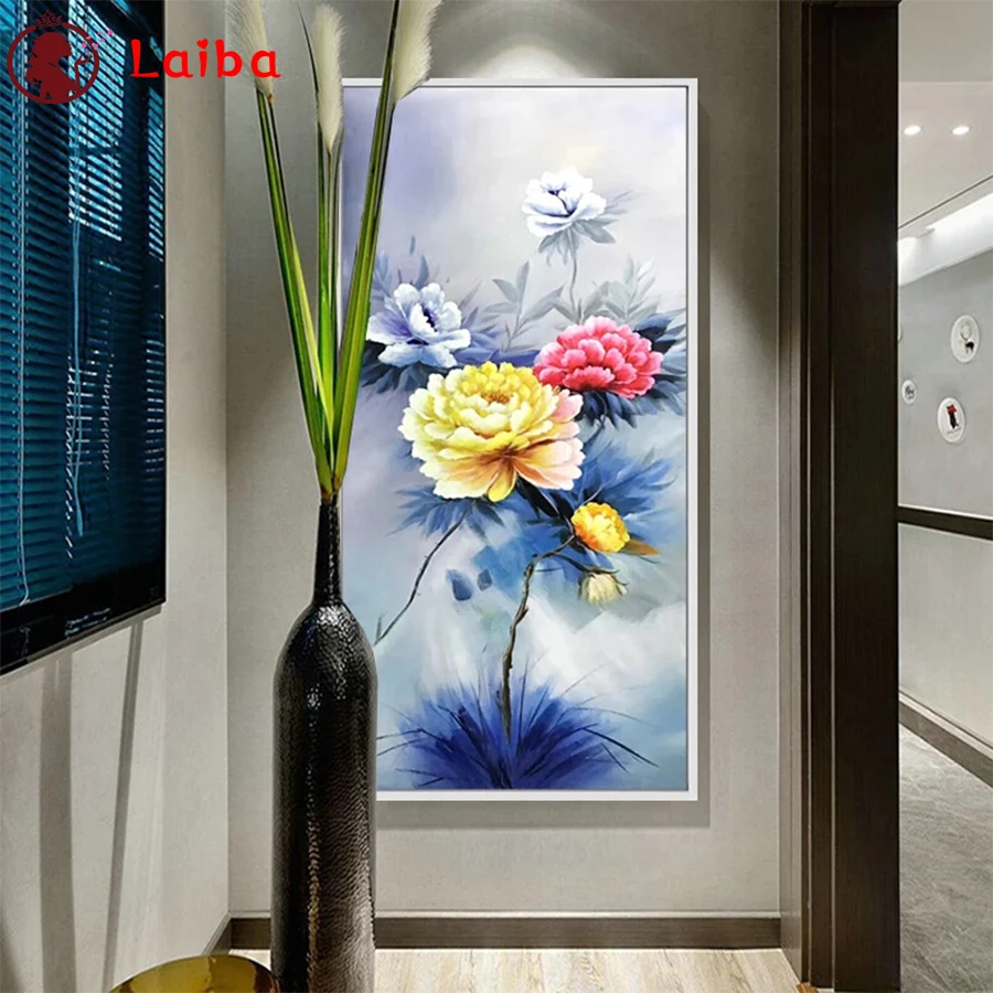 Diamond painting, diamond embroidery, abstract art, painted peony flower, full square or round drill puzzles for the new year