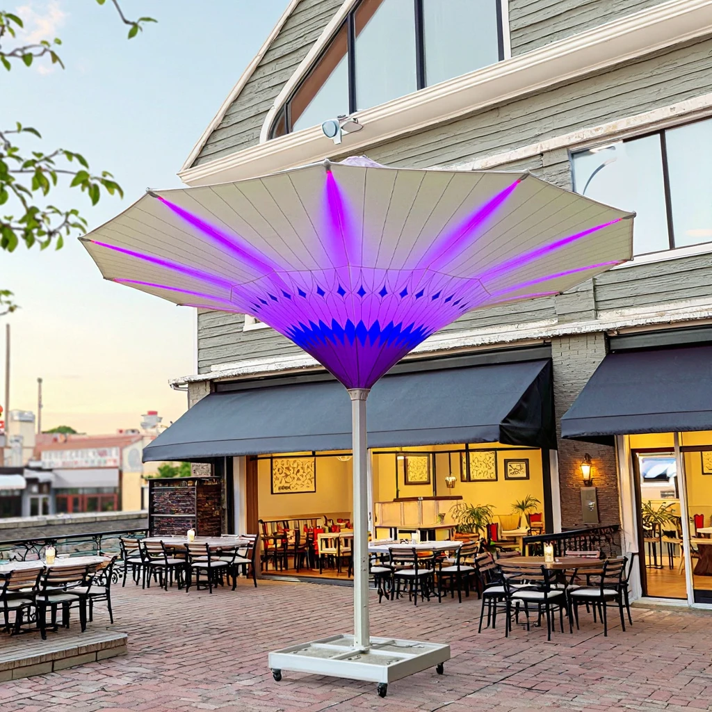 Wholesale Luxury Tulip Light Emitting Diode Parasol Marble Base New Modern Design Waterproof Windproof Courtyard Hotel Garden Fu