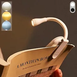 Mini LED Eye Protection Book Night Light, Clipe Ajustável, Flip 360 °, Lâmpada de Estudo, Recarregável, 3 Cores, Viagens, Quarto, Leitura