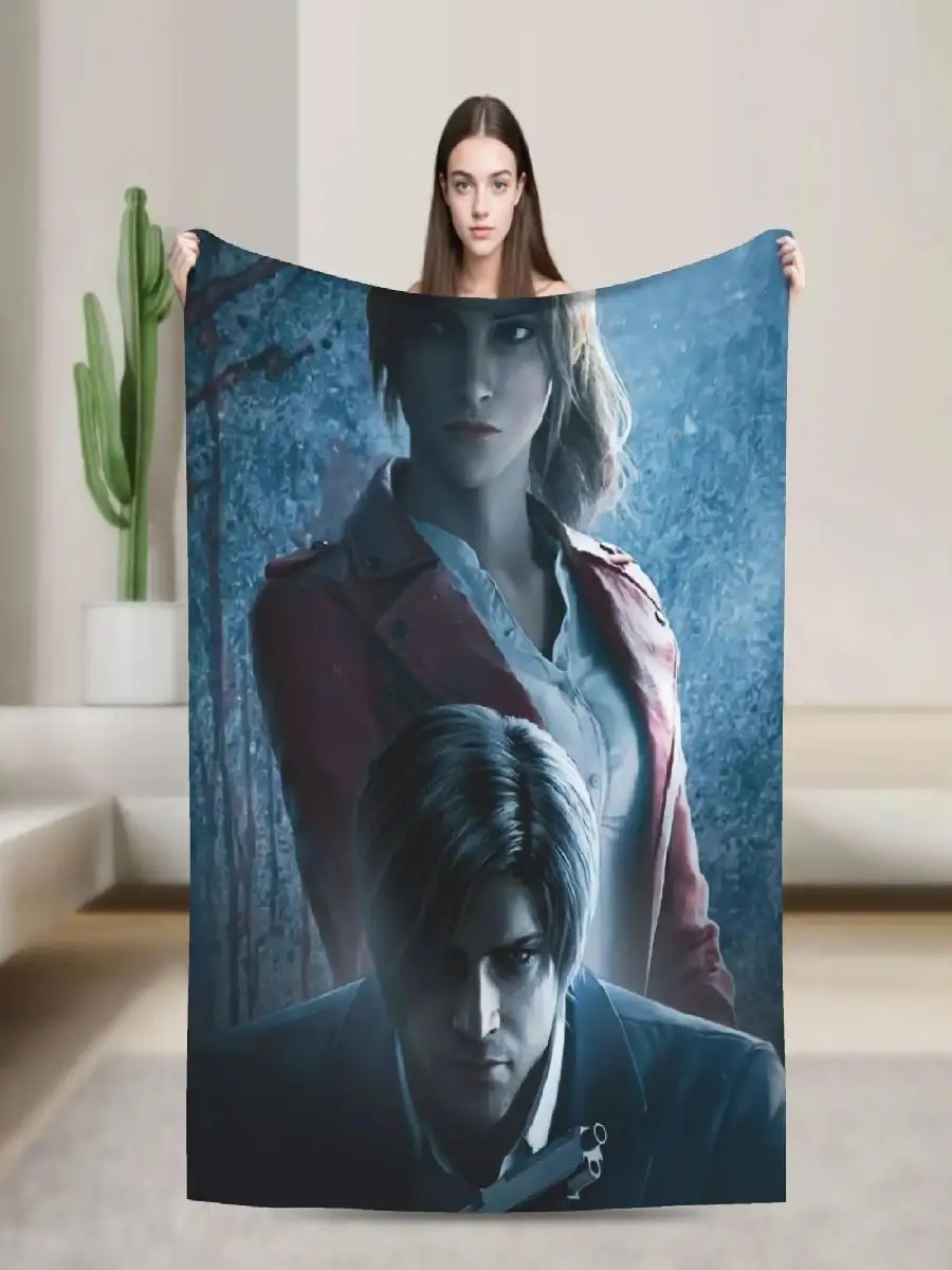 Leon S Kennedy Resident Evil Soft Warm Throw Blanket Quality Fabric for Couch Chair Sofa Bed Aesthetic Autumn Winter Gift for Gi