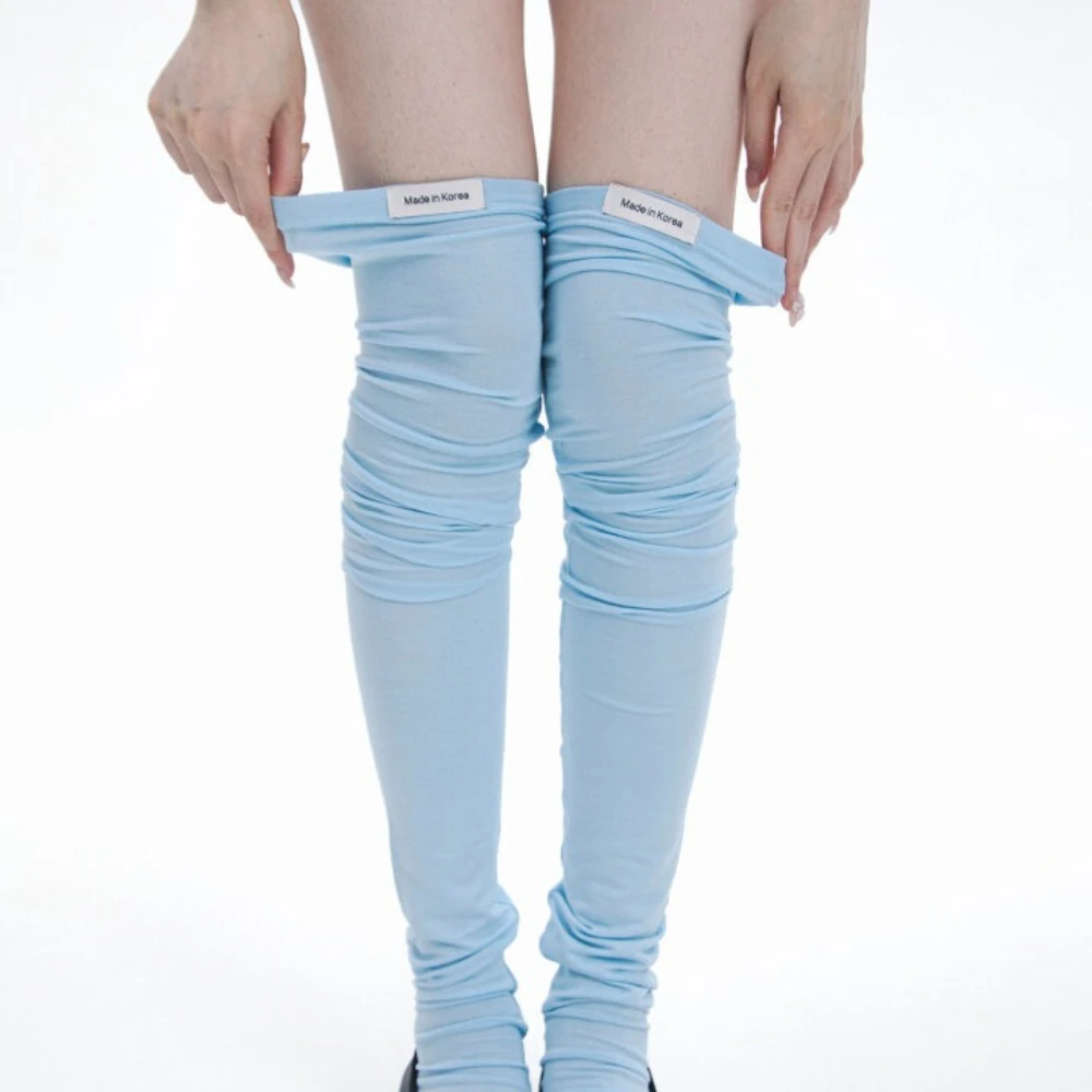 Korean Ins Simple Solid Color Slouch Socks Autumn Thin Versatile Ballet Style Women Over Knee Socks Boots Dress Warm Accessories