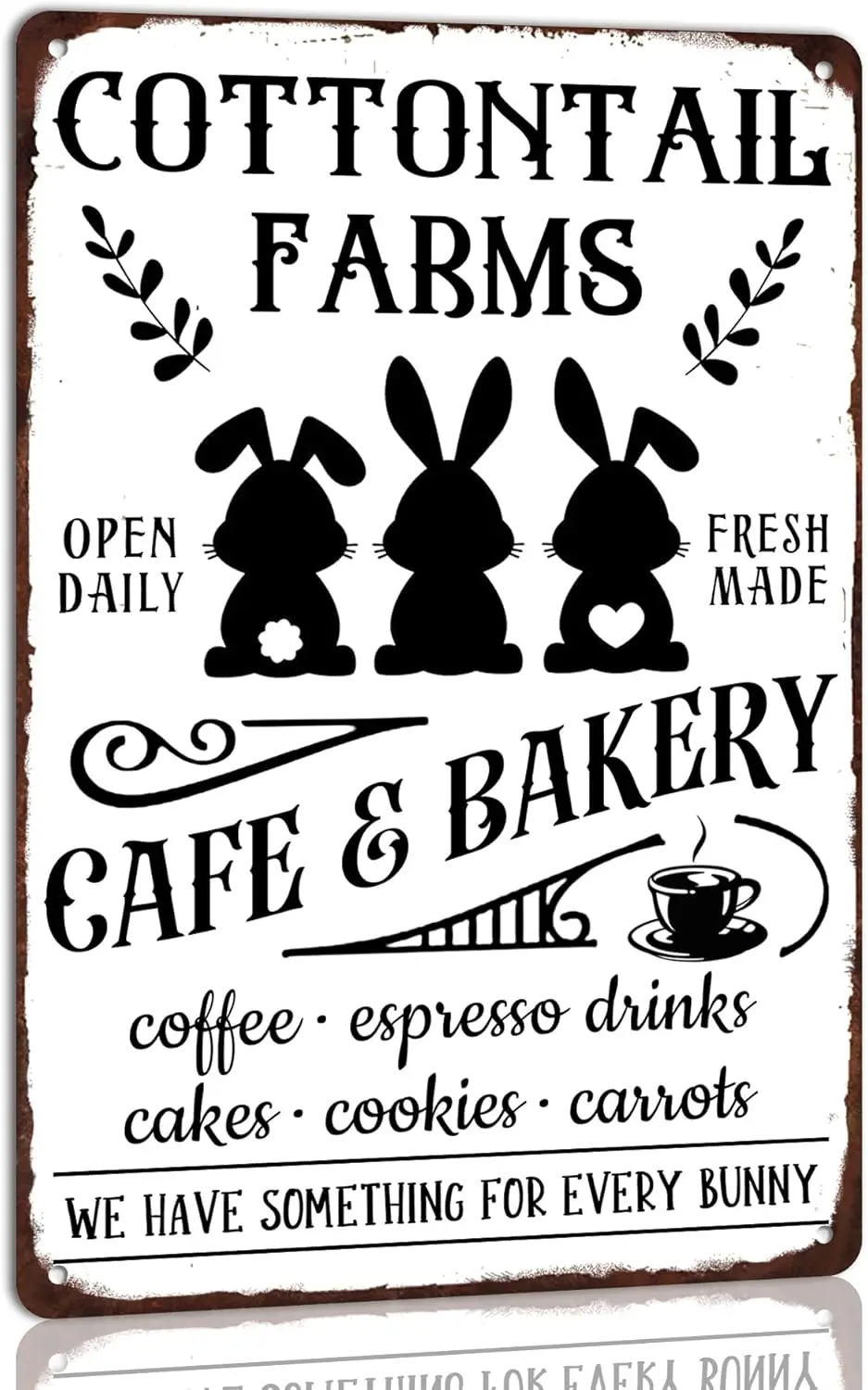 Cottontail Farms Cafe  Bakery Easter Metal Tin Signs Bunny Poster Retro Plaque Wall Decor Gift For Home Farmhouse Cafe Easter Pa