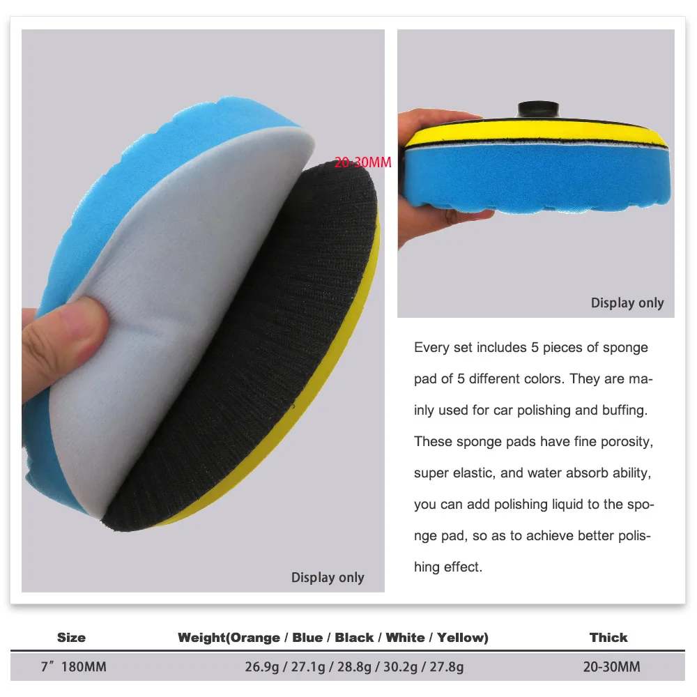 7 Inch 5 cái/bộ Mút Đánh Bóng Tẩy Lông ĐỆM PHỒNG Miếng Lót Tổng Hợp cho Xe hơi Máy Đánh Bóng Dụng Cụ