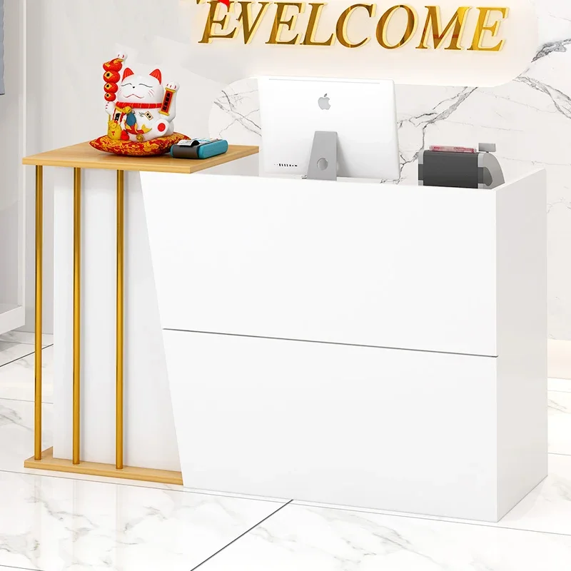 Nordic White Reception Desks Modern Stylish Luxury Checkout Reception Desks Small Supermarket Mostrador Negocio Bar Furniture