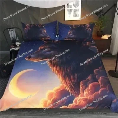 

3D Print Wolves God Bedding Set Usa King Queen Double Full Twin Single Size Fashion Polyester Duvet Cover Home Textileextile
