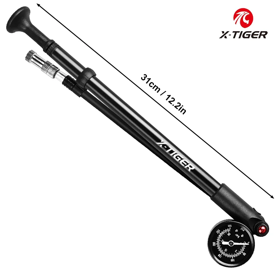 AliExpress UK X-TIGER 300psi High Pressure Bicycle Pump with Pressure Gauge Portable Tire Inflator Mountain AV/FV General Bike Pump