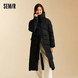 Semir Down Jacket Women Long Length 2024 New Winter Goose Down Women's Clothing Warm Outerwear Jacket