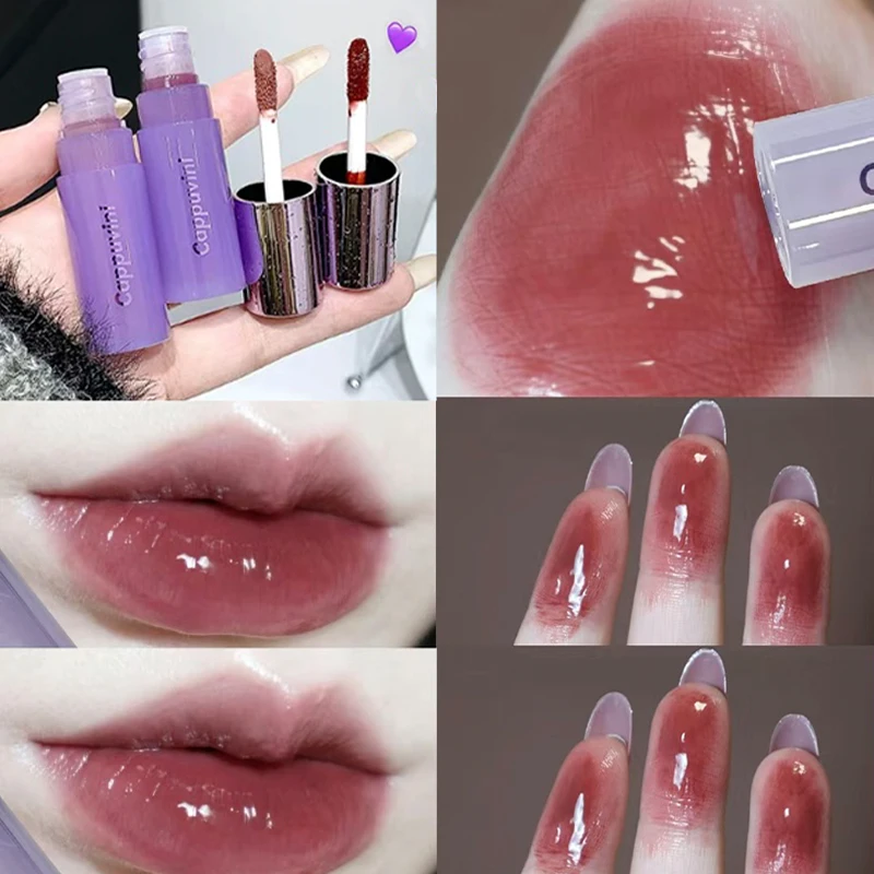 Mini Smoked Punk Dark Purple Brown Lip Gloss Lasting Moisturizing Red Water Light Lipsticks Tint Mirror Gloss Lips Glaze Makeup