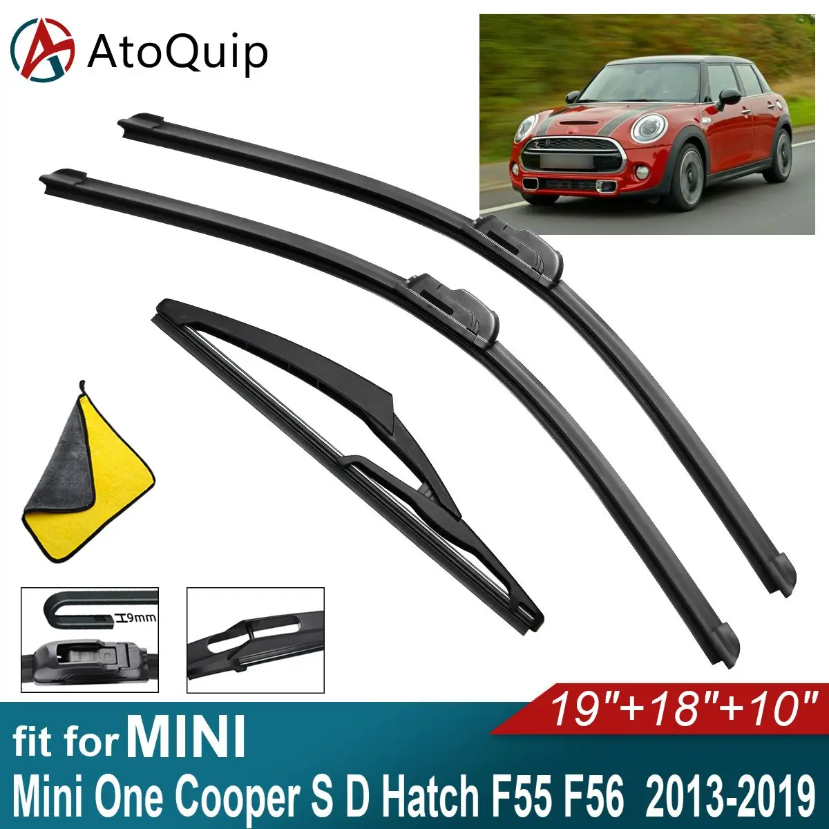 Car Windshield Wiper Blades Fit For MINI Mini One Cooper S D Hatch F55 F56 Rear Wiper Blades Soft Rubber Auto Front Windscreen