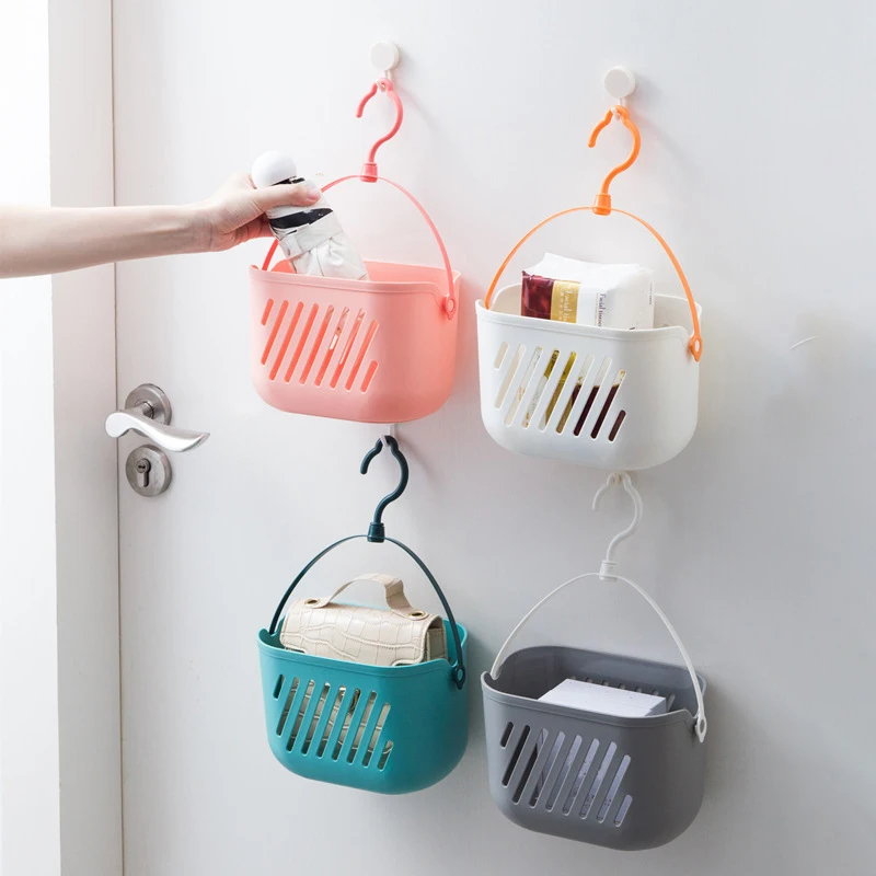 Hanging Basket For Bathroom Anti-Deformed Sundries Hanging Basket With Hook Soap Holder Bathroom Baskets Tub Corner Baskets